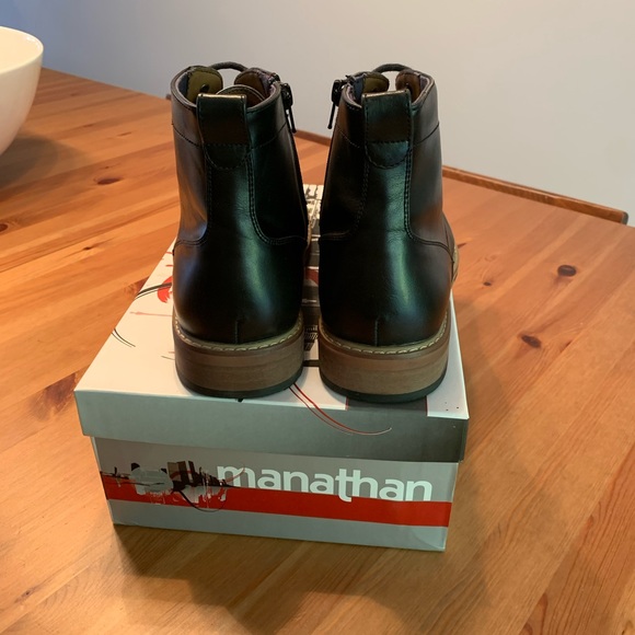 Man vegan leather black boots with zipper. New - Picture 4 of 8